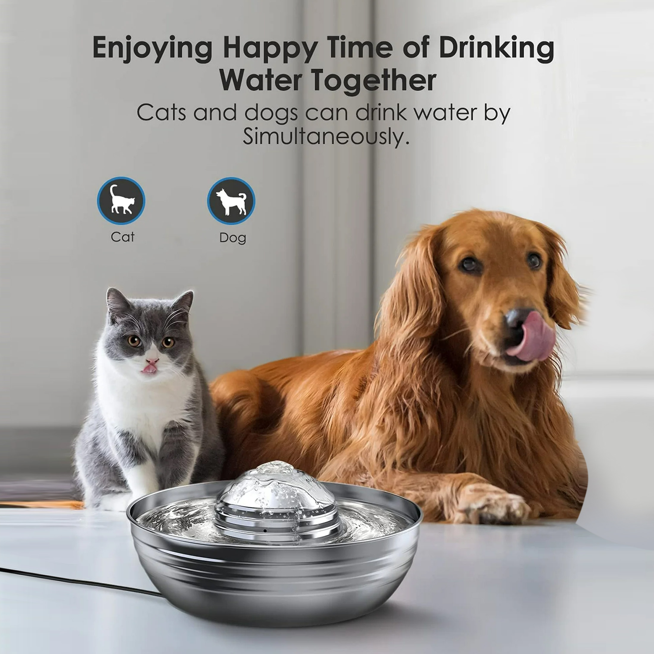 Oneisall CW-03 Stainless Steel Cat Water Fountain photo 3