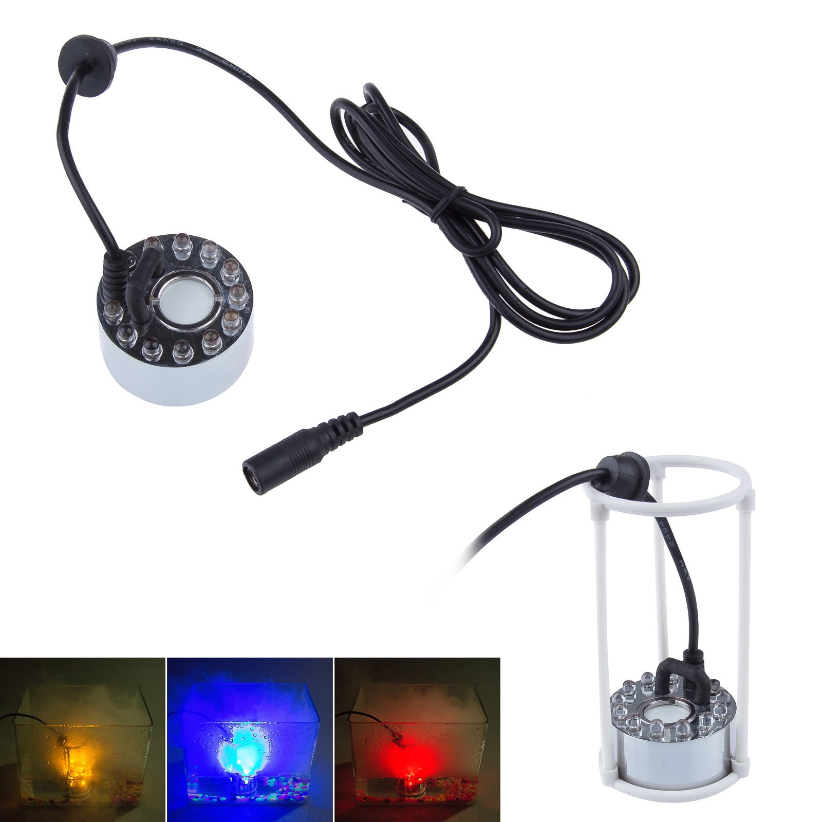 FANCY 12 LED Fountain Mist Maker Ultrasonic Humidifier Atomizer Light