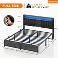 thumbnail image 4 of Homieasy Full Bed Frame with Charging Station & Led Lights, Platform Bed with Leather Upholstered Headboard and Storage, Metal Slats Support, No Box Spring Needed, Noise-Free, Black Oak, 4 of 7