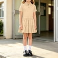 thumbnail image 2 of Girls School Uniform Dress Girls' Summer Pleated Dress for Kids Casual Campus Style Lightweight Pure Color Girls' Dress for Daily Wear School Year Options Brown 7-8 Years, 2 of 9