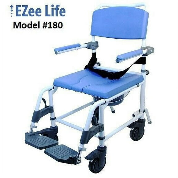 Healthline Products EZee Life Aluminum Shower Commode chair 18" seat 180