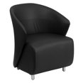 thumbnail image 1 of Chaise longue en cuir noir à dossier demi-tonneau courbé, 1 of 5