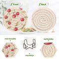 thumbnail image 4 of Yayeee 6 PCS Drink Coasters with Holder Set Woven Absorbent Round Tabletop Hot Pad, Red Cherry, 4 of 7