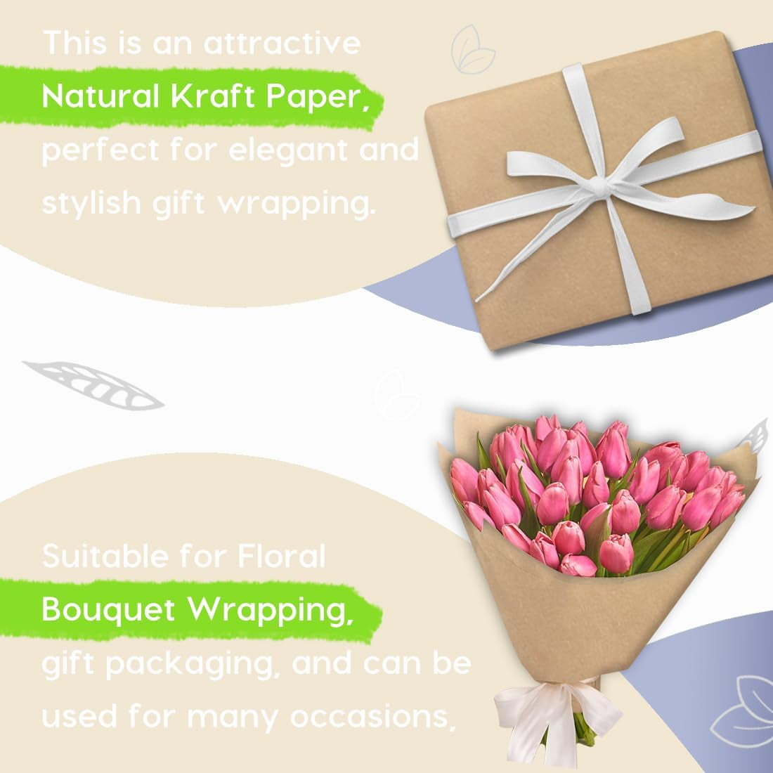 Teddy Run 2 Rolls Kraft Paper Roll 18" x 900" (75') - Heavy Duty 50 lb Brown Kraft Paper for Gift Wrapping, Packing, Shipping, Moving, Floor & Table Covering, Bulletin Board Craft Art (Brown)