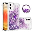 thumbnail image 1 of Funda para iPhone 12 Mini con Brillo Líquido Flotante, Purpurina, Parachoques y Anillo Giratorio Soporte, 1 of 5