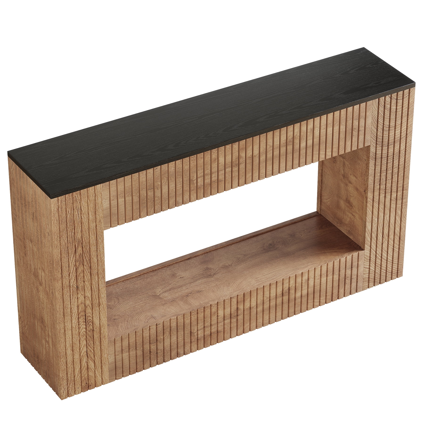 Fnova 55" Modern Console Table with 2-Tier Storage, Farmhouse Wood Entryway Table, Narrow Sofa Table for Living Room, Hallway, Behind Couch
