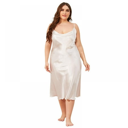 

Sling Sleepwear Sexy Lingerie Plus Size Nightgown Lace Chemise Satin Slip Silk Negligee Nightie Bridal Babydoll for Women