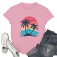 thumbnail image 2 of NAMTYQX Tops for Women Trendy Summer Gemustert Printed Cool Oversize Trendy Stretch Crewneck Loose Short Sleeve Blouses for Women Dressy Casual Pink Size XL, 2 of 5