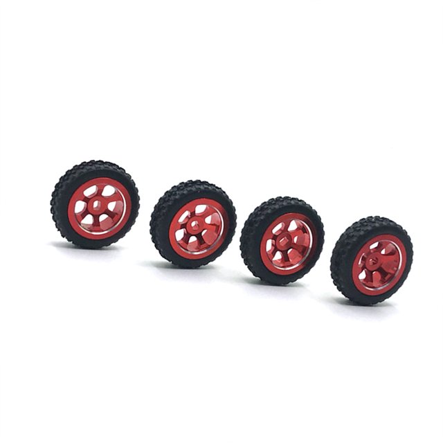 Vogacara Paquete de 4 1/28 Coches de control remoto Actualizaciones Neumáticos Ruedas Neumáticos de estilo de coche Kits de construcción modelo Rojo Vogacara FN009857-04