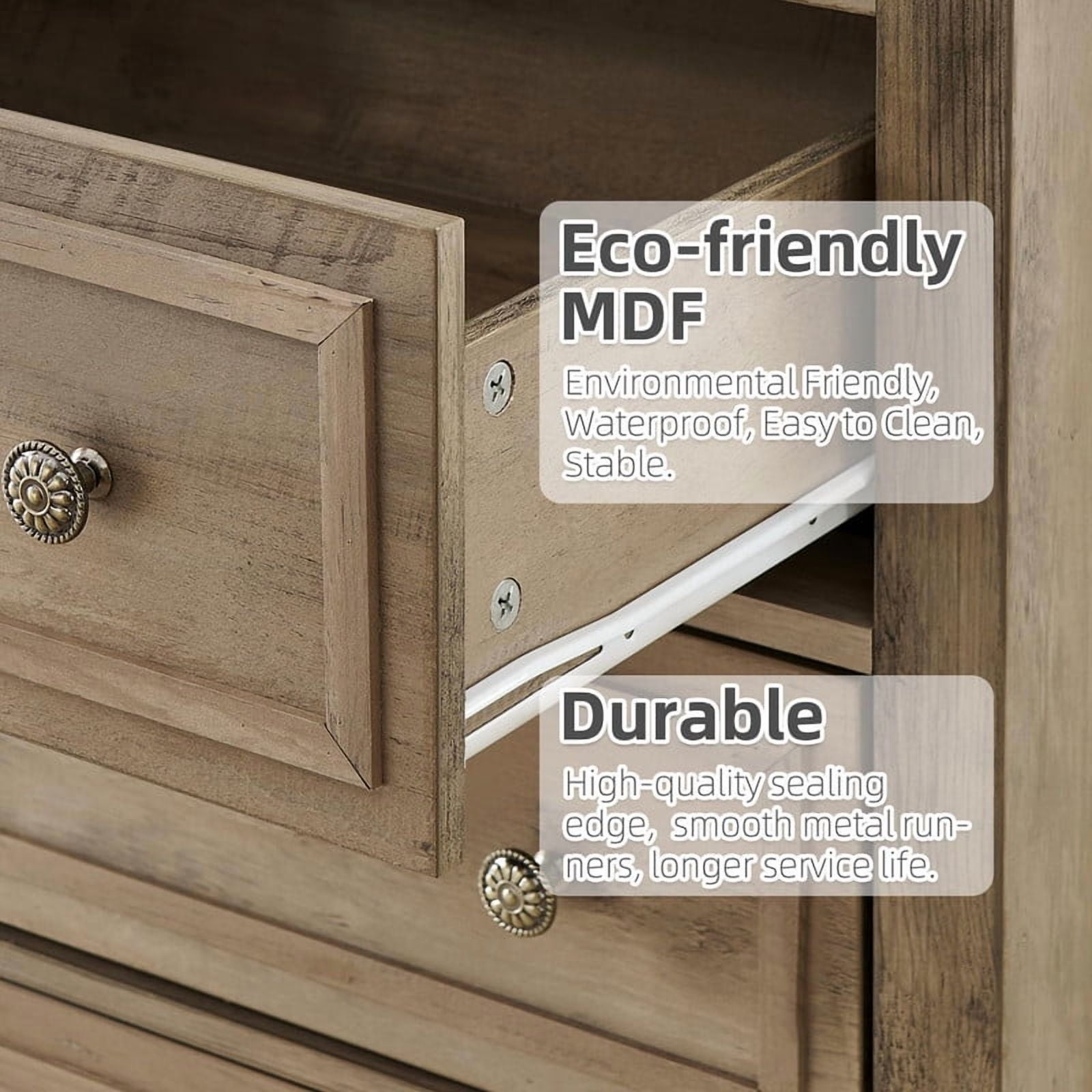 TROPOW 5 Drawer Dresser for Bedroom, 48" Tall Wood Dresser & Chests of Drawers with Deep Drawers, Modern Chest Organizer with Metal Handles for Living Room, Hallway, Entryway