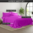 thumbnail image 3 of 6-PC Twin-XL Sheet Set - (Extra Pillowcases, Fitted Sheet & Flat Sheet) 400-Thread-Count 100% Egyptian Cotton, Soft Breathable 400TC Cotton, 15-Inches Deep Pockets - Hot Pink, 3 of 7
