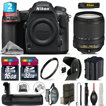 Nikon D500 DSLR + 18-140mm VR Lens + Battery Grip + Extra Battery - 48GB