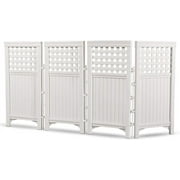 Suncast 4 Panel Outdoor Screen Enclosure - Freestanding Steel Resin Reversible Panel Outdoor Screen - Perfect for Concealing Garbage Cans, Air Conditioners - White