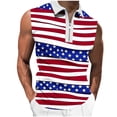 thumbnail image 2 of Camiseta sin mangas con cuello vuelto para hombre, informal, a la moda, sin mangas, con estampado y cremallera, blusa deportiva de poliéster para hombre, 2 of 5