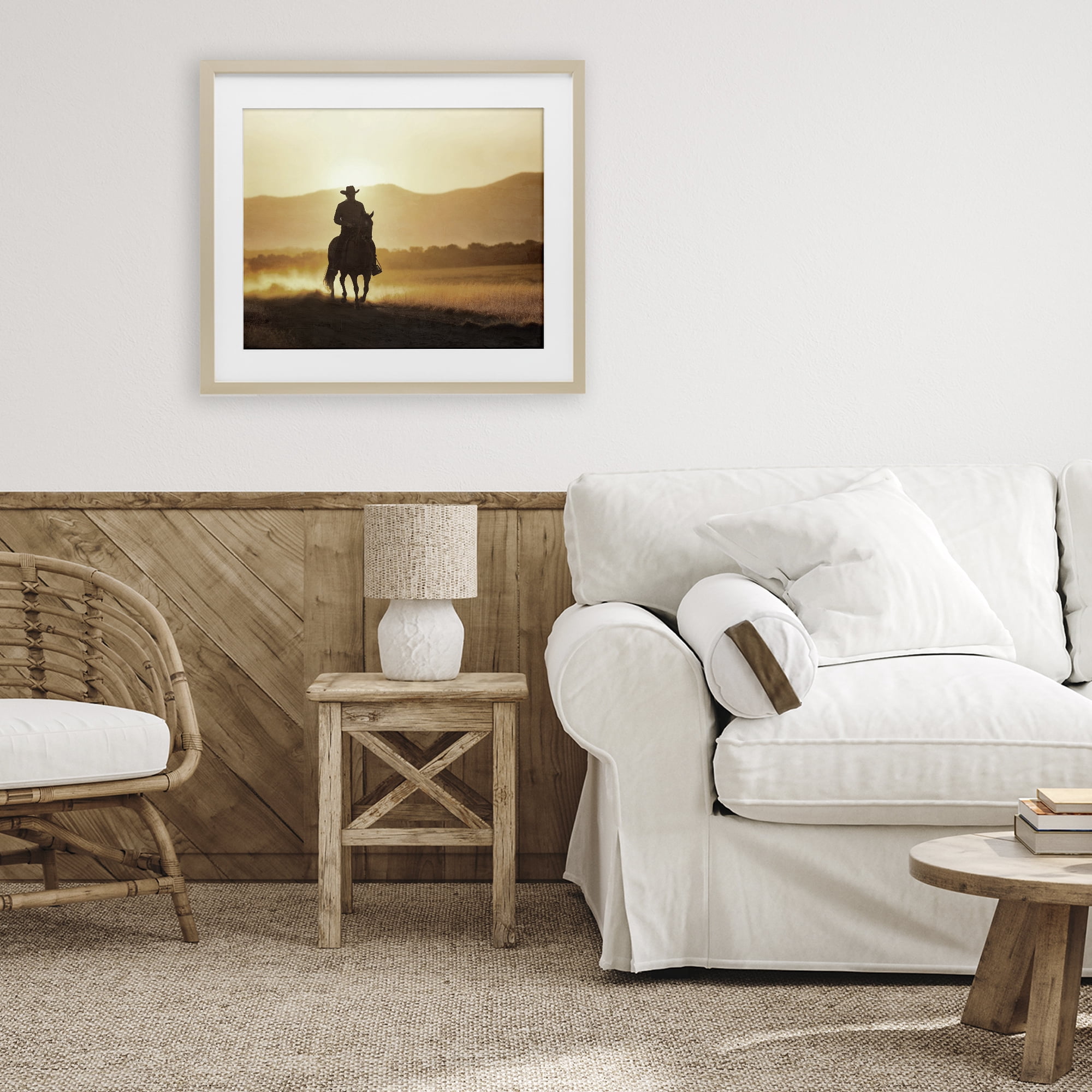 Stupell Industries Cowboy's Ride Home Birch Framed Print Under Glass, design by Kim Allen