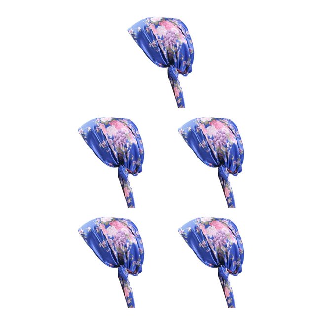 sweethay Envoltura de pelo de seda Bufanda de cabeza de moda Gorro de dormir Floral azul real Type2 NO2