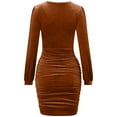 thumbnail image 4 of Vestido corto para mujer Nikou escote en V manga corta con volantes S, 4 of 8