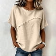 thumbnail image 2 of beishanbush Winter Sales Saving $10 Summer T Shirts Women's Linen T-Shirt,Short Sleeve Neck Loose Lightweight Casual Summer Under $15, 2 of 8