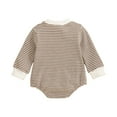 thumbnail image 3 of Staki Fall Romper Baby Girl Newborn Baby Girl Sweater Romper Ruffle Long Sleeve Bodysuit Cute Infant Fall Winter Clothes(Brown,0-3 Months), 3 of 9
