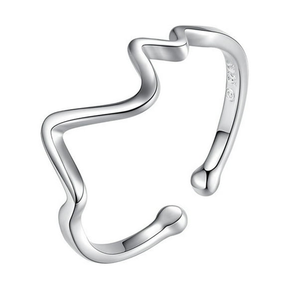 Riforla Heart Beating Wave Ring Design Simple Internet Ring Ring Ring Tail Ring Womens Jewelry Silver
