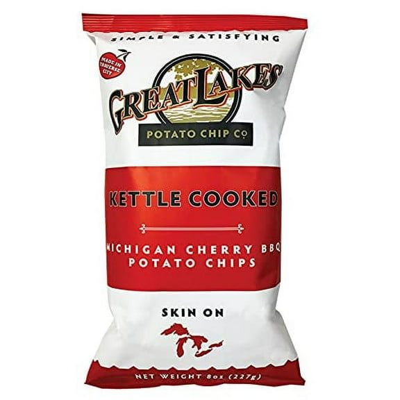 Great Lakes Michigan Cherry TMA2 BBQ Kettle Cooked Potato Chips, 8 oz. Bags (3 Bags)