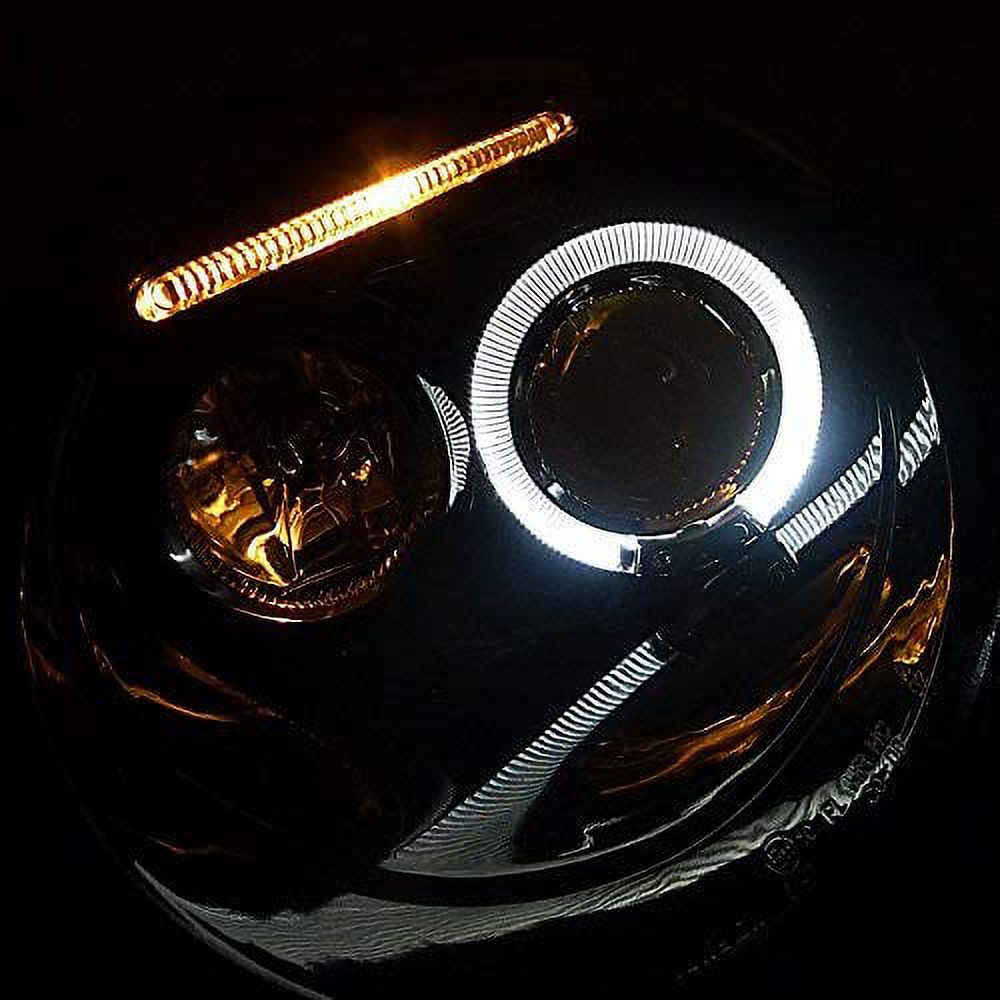 Projector Headlight Pair With LED Halo For 1998-2005 VW Volkswagen Beetle - Chrome Housing, Clear Lens