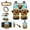 Highland Cow Sunflower Sky, variant on Renewold 14 Pack Car Accessories, Universal Auto Seat Protector Steering Wheel Seatbelt Strap Pad Trash Can Armrest Pad Cup Holders Rearview Mirror Handbrake Cover Set, Light Brown Cow Print