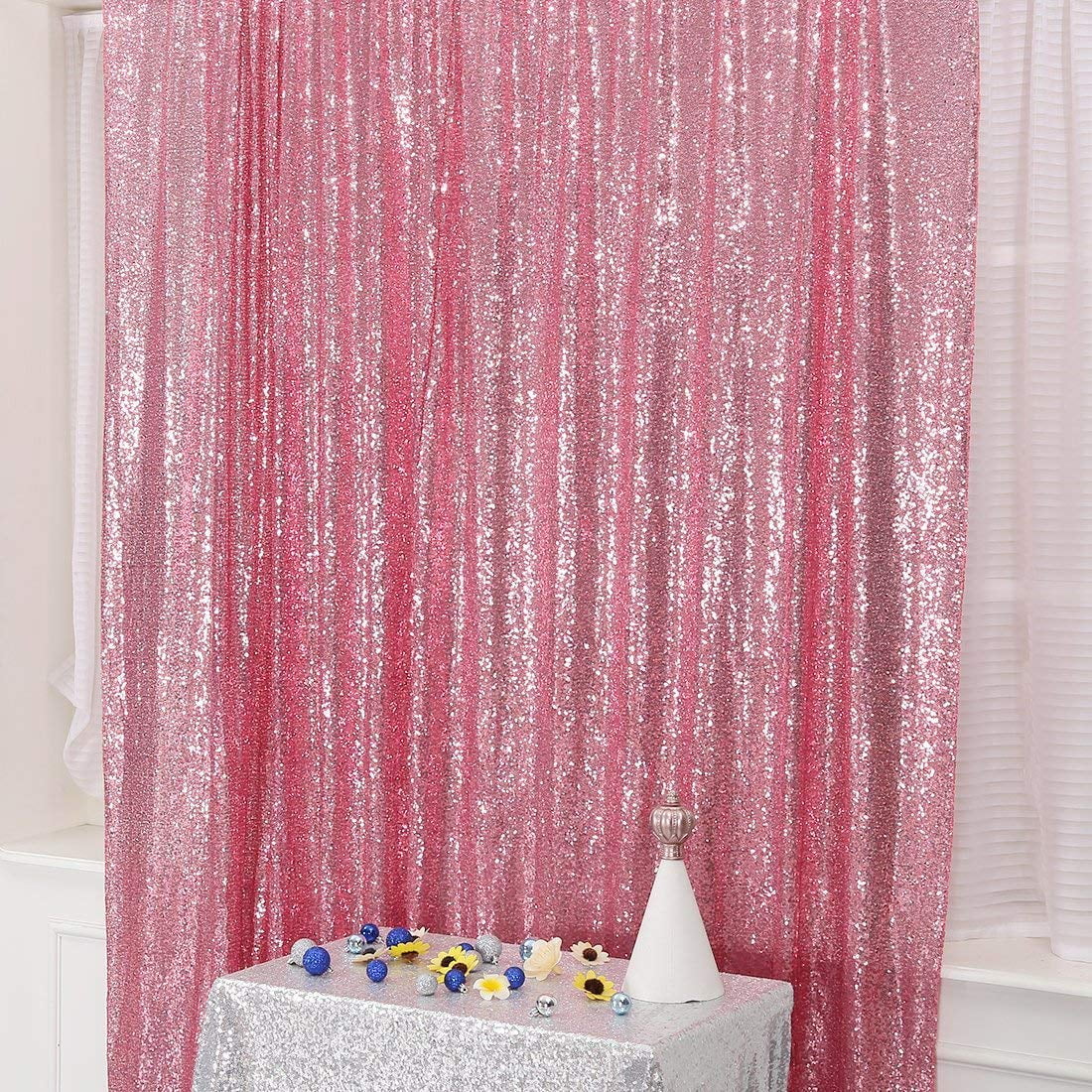 ABPHOTO Polyester Millennial Pink Glitter Backdrop Pack Foil Curtains