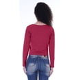 thumbnail image 4 of Moomaya Womens Full Sleeves Front Knot Crop Top Summer Tshirt Plain Tee Tops, 4 of 8