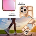 thumbnail image 3 of case for iPhone 12 Pro Max Case, Cute Clear 3D Love Heart with Luxury Bling Plating Mirror Case, Soft TPU Airbag Anti-Fall Shockproof Camera&Screen Protective Back Cover for Women Girls（Gold）, 3 of 14