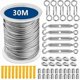 thumbnail image 1 of Stainless Steel Hanging Rope Kit 30 Meters Stainless Steel Rope, 304 Stainless Steel Wire Rope Kit with Tensioner and Hooks, 1 of 5