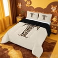 thumbnail image 2 of meiyoeat Bowknot Print Letter Queen Comforter Set,Cheetah Monogram Art T Comforter Sets Queen,Black Reversible,3-Piece,1 Comforter And 2 Pillowcases, 2 of 7