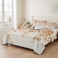 thumbnail image 2 of Quilts King Size Bedding Set, Fall Leaves Lightweight Quilted Comforter, Farmhouse Weeping Leaf Rustic Beige Soft Reversible Bedspread Coverlet with Pillow Covers for All Season, 96" x 106", 2 of 9