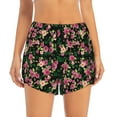 thumbnail image 2 of Goofa Rose Flowers Printed Women 2 in 1 Running Shorts,Quick Dry Athletic Workout Shorts,High Waisted Athletic Shorts with Liner Pockets-Small, 2 of 9