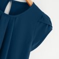 thumbnail image 5 of Pejock Women's Casual Round Neck Basic Pleated Top Cap Sleeve Curved Keyhole Back Blouse Navy 3XL (US Size:14), 5 of 5