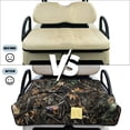 thumbnail image 6 of COEQINE 2-in-1 Golf Cart Seat Cover & Carry Bundle, Folds Like a Bag with Handle, Universal Fit for Two-Seaters, 4 Storage Pockets, Machine Washable Polyester, Camo Hunting Forest Black, 6 of 8