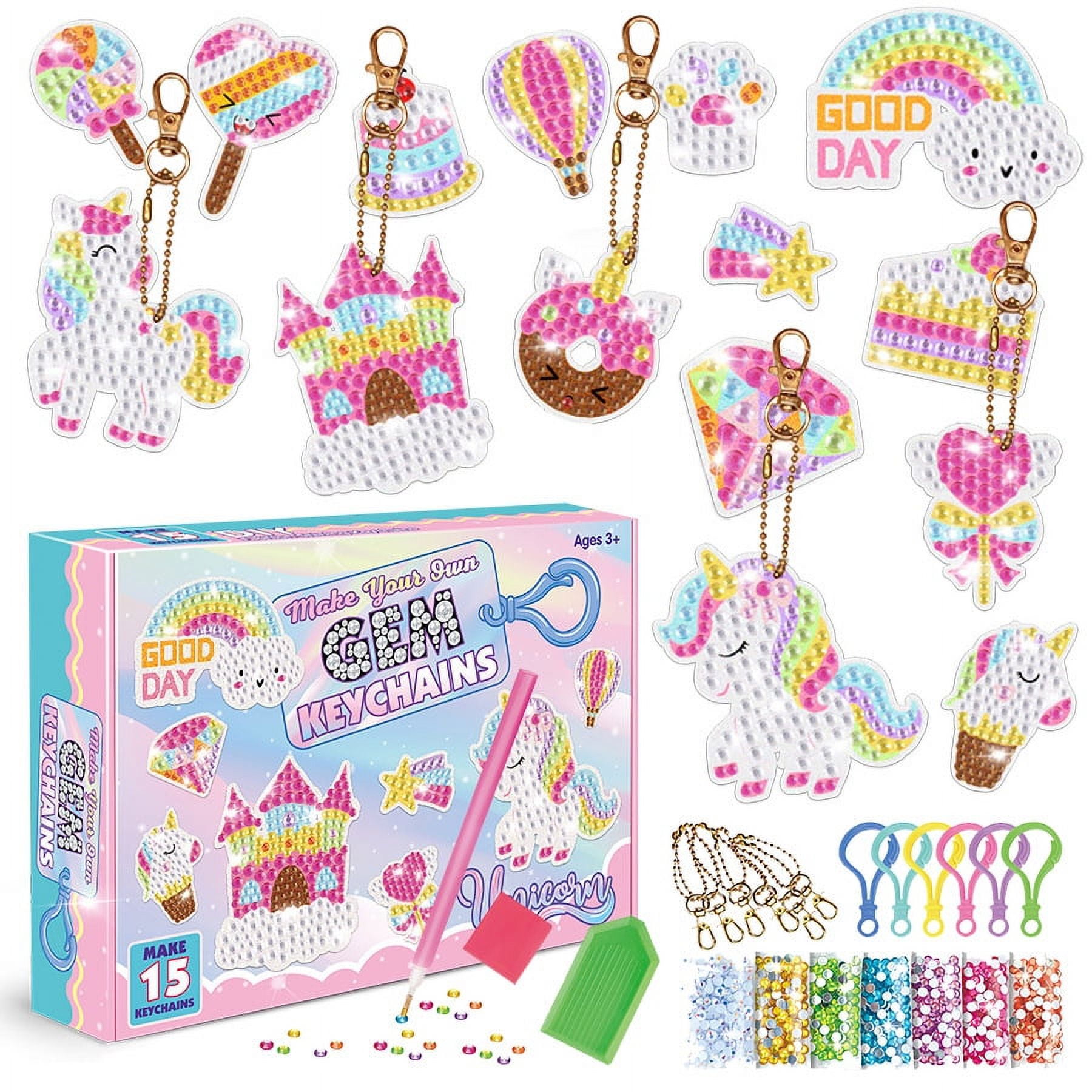 Chalky Crown 8 diamond painting keychains kit for girls crafts - gem art  kits for kids gem