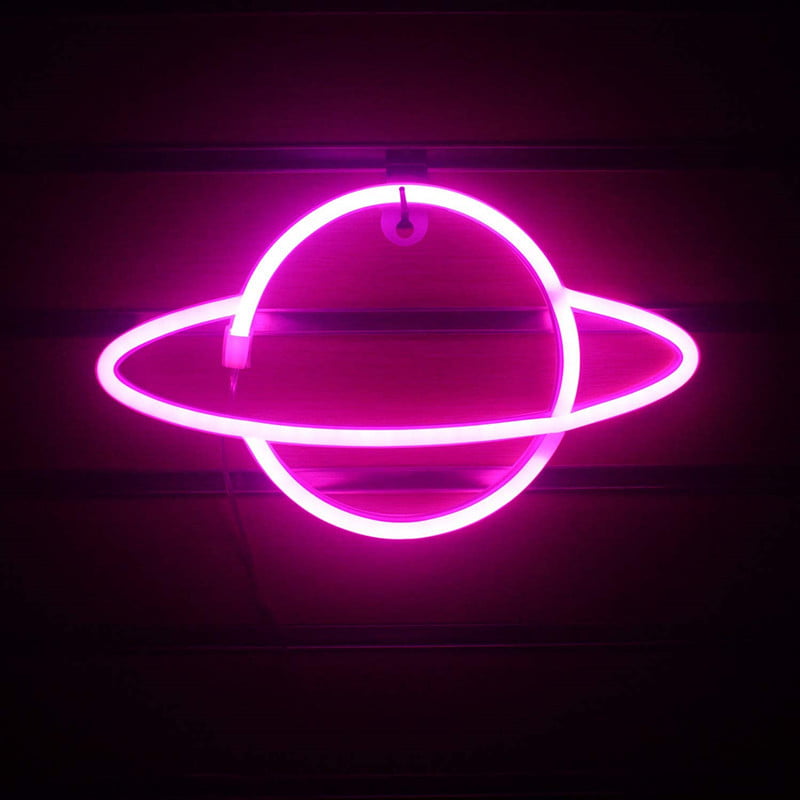 14"x10"Saturn Planet Neon Sign Light Beer Bar Pub Wall Hanging Nightlight Decor 