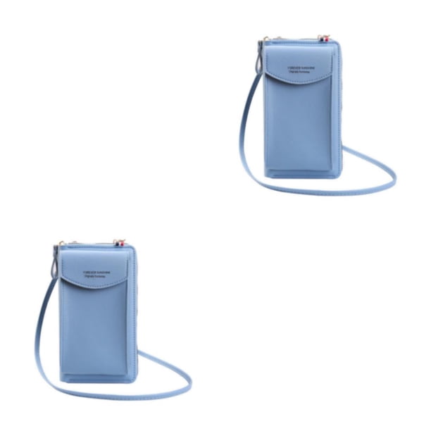Guardurnaity Cartera de mujer de Color sólido de gran capacidad tarjetero bolsillo para monedas compartimento para efectivo bolso de teléfono Azul 2piezas