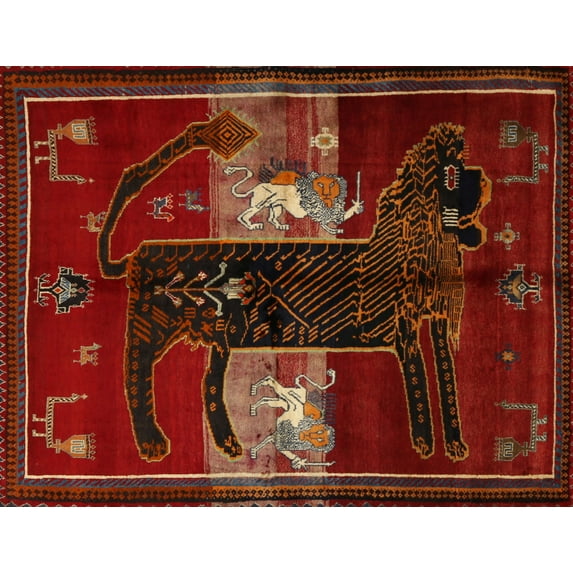 Ahgly Company Machine Washable Indoor Rectangle Traditional Dark Sienna Brown Area Rugs, 7' x 9'