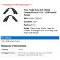 thumbnail image 2 of Front Fender Liner Set 2 Piece - Compatible with 2016 - 2018 Hyundai Tucson 2017, 2 of 2
