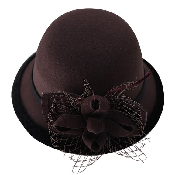 Hats for women European American Net Fabric Wool Fisherman Hat Elegant Round Top Autumn Winter Bucket Hat