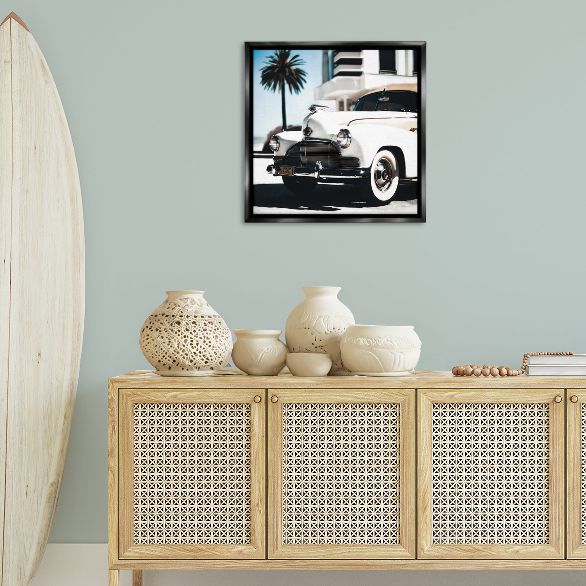 Stupell Industries California Cruise Car Transportation Painting Black Floater Framed Canvas Art Print Wall Art, 25 x 25