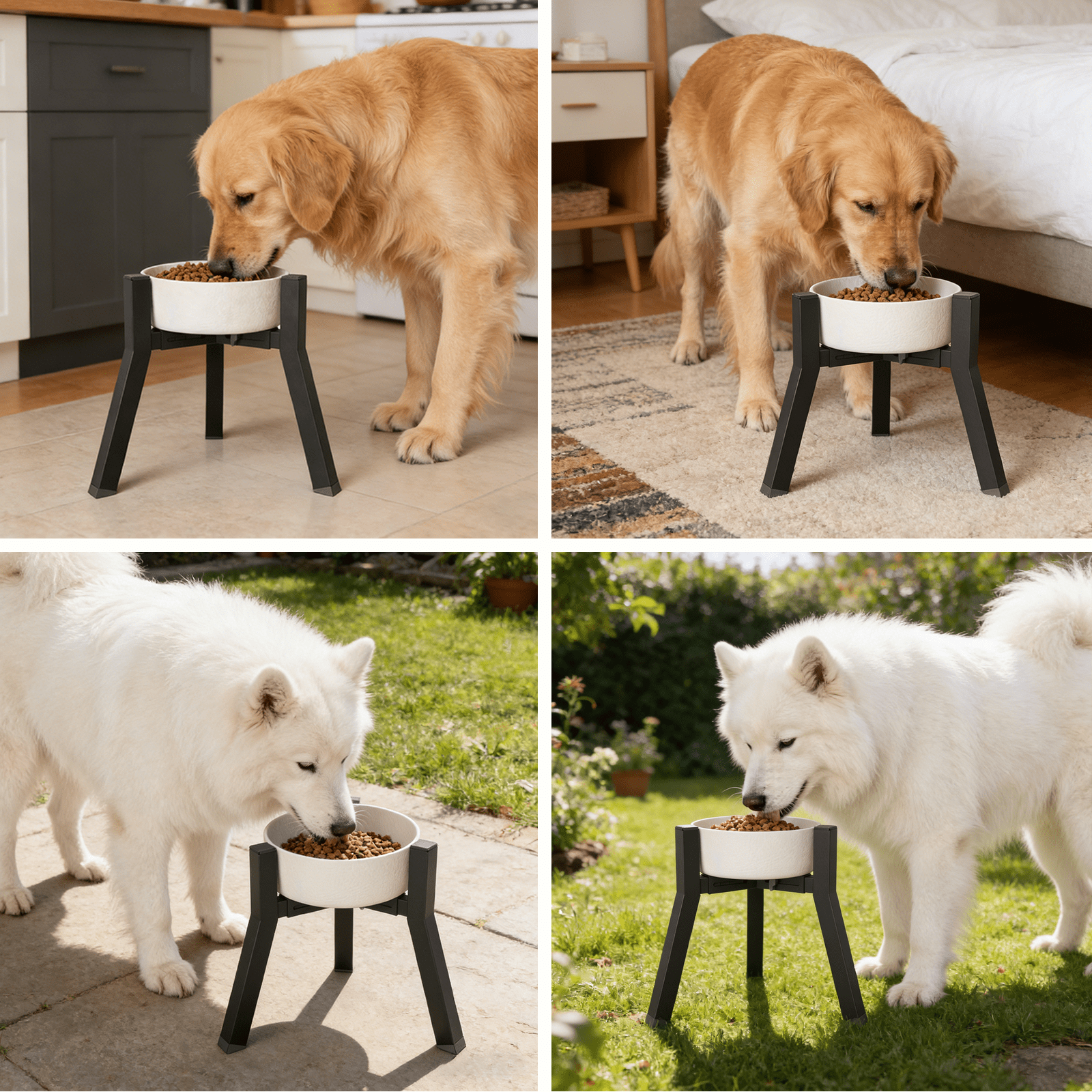 2 Pack Dog Bowl Stand for Large Medium Dogs, Adjustable Width Single Raised Bowl Holder for Dogs, Bowls Not Included