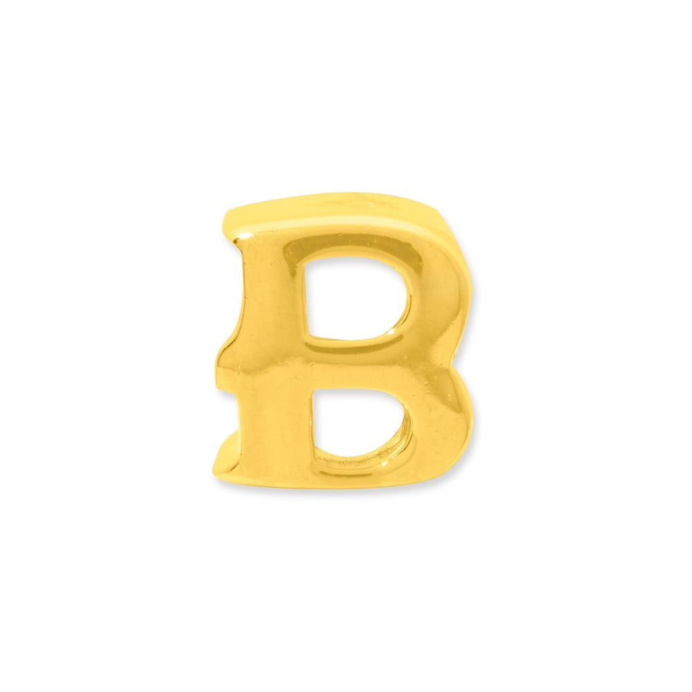 Initial Letter B Charm .925 Sterling Silver & Gold Plated Reflection Beads - QRS468BGP