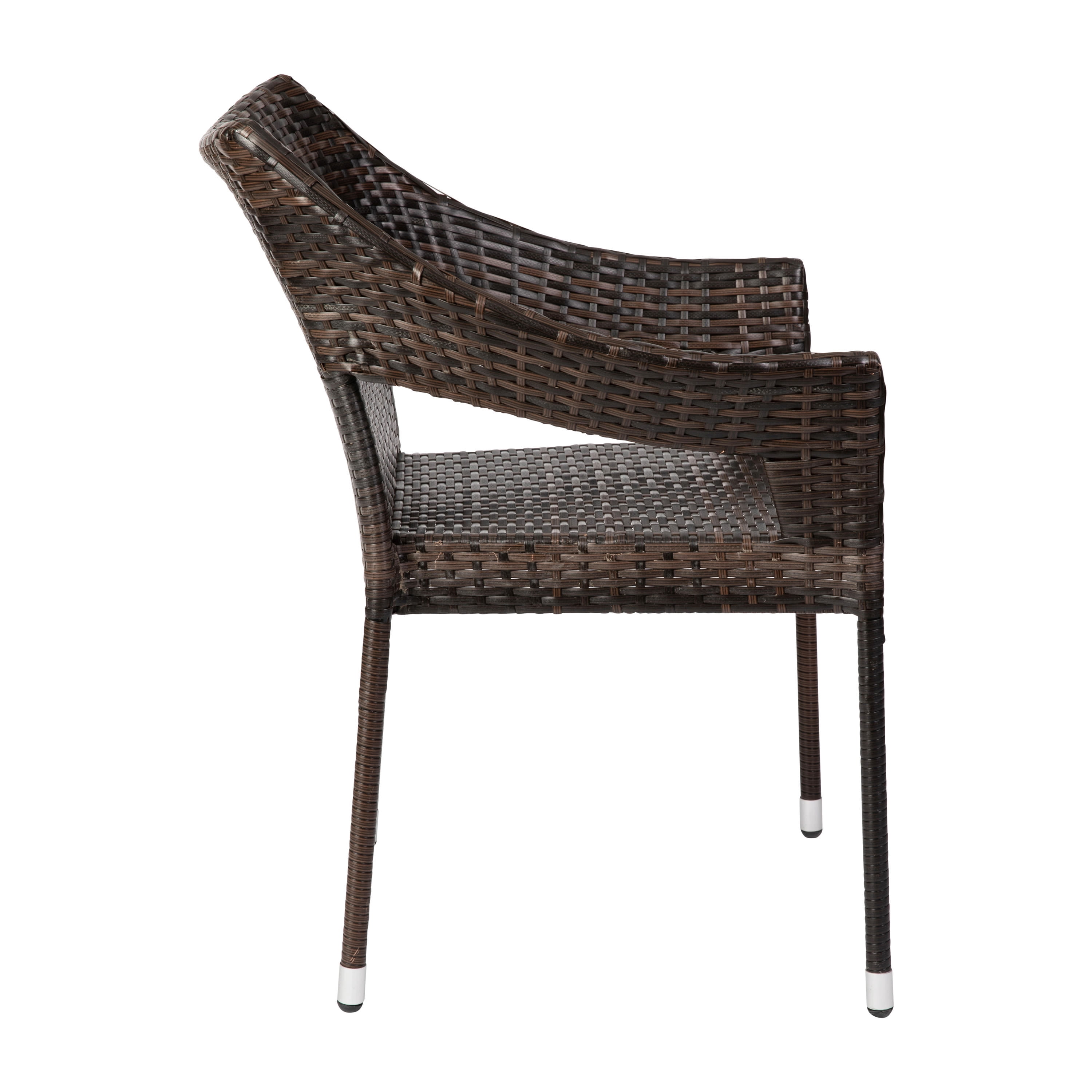 BizChair Commercial Grade Stacking Patio Chair, All Weather PE Rattan Wicker Patio Dining Chair in Espresso
