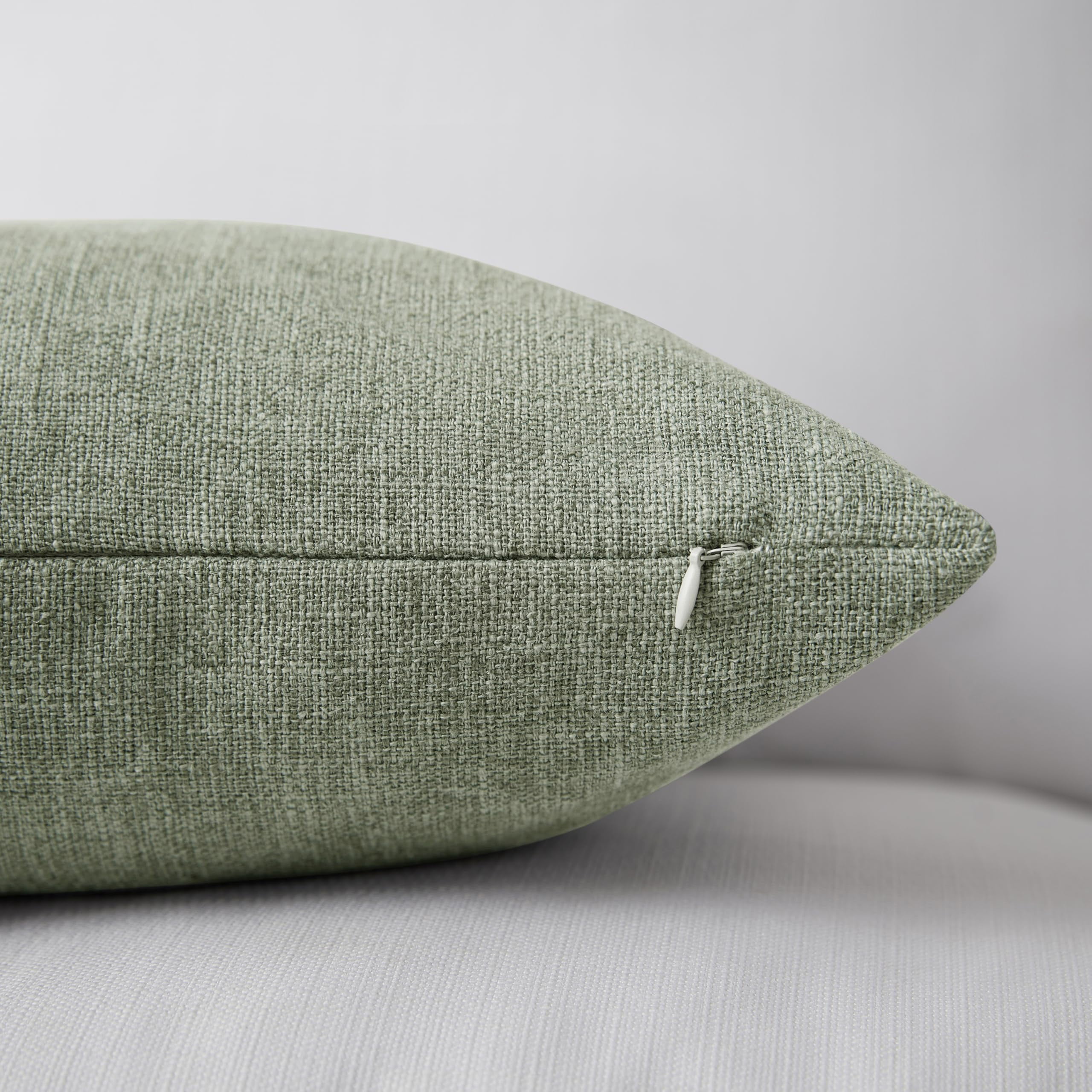 Set Of 2 Dark Sage Throw Pillow Covers 18x18  Modern Farmhouse Linen Blend Decorative For Couch Sofa Bed Neutral Home Decor