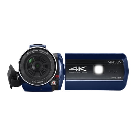UPC: 0084438962116 | Minolta MN4K40NV-BL MN4K40NV 4K Ultra HD 16x Digital Zoom IR Night Vision Video Camcorder (Blue)