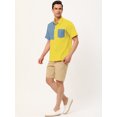 thumbnail image 4 of INSPIRE CHIC Men's Shirts Short Sleeve Summer Cotton Patchwork Button Down Shirts Yellow Blue S, 4 of 6