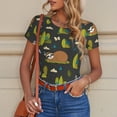 thumbnail image 6 of Lsque Funny Sloths In The Forest Women's Crew Neck Short Sleeve Bodysuit Basic T Shirts Tops Onesie Adult Cute Pajama-X-Large, 6 of 7
